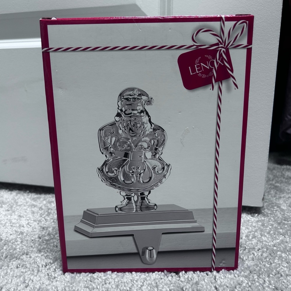 Lenox Silver And Scroll Santa Stocking Holder 4.75” NIB